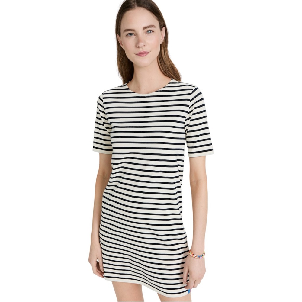 KULE The Tee Dress Navy Cream XS striped short sleeve nautical preppy‎ academia